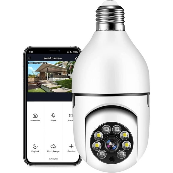 Light Bulb Camera WiFi Outdoor Indoor 1080p 360 Degree Panoramic Smart Home Security Wireless Smartbulb Cam Dome Surveillance IP HD CCTV Night Vision Lightbulb Socket Bombillo Camara