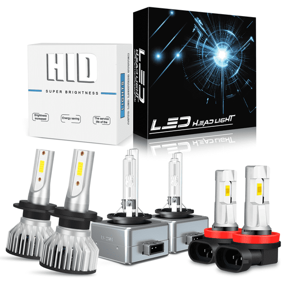 Light Bulb Combo for 2014-2015 Kia Optima SX/SXL Turbo HID Headlight H7 High Beam D1S Low Beam H11 Fog Lamp