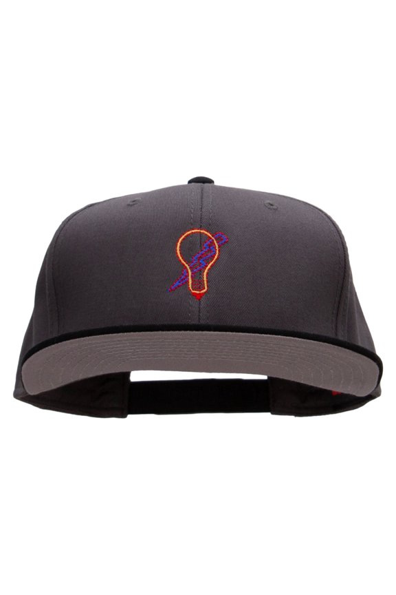 Light Bulb Embroidered Two Tone Superior Cotton Twill Flat Bill Snapback Cap - Black Charcoal OSFM