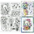 thumbnail image 1 of Light Bulb and Flower Clear Stamps for Cards Making Art Light Bulb Silicone Clear Stamp Seals 5.83x8.27inch Transparent Stamps for DIY Scrapbooking Photo Album Journal Home Decoration, 1 of 8
