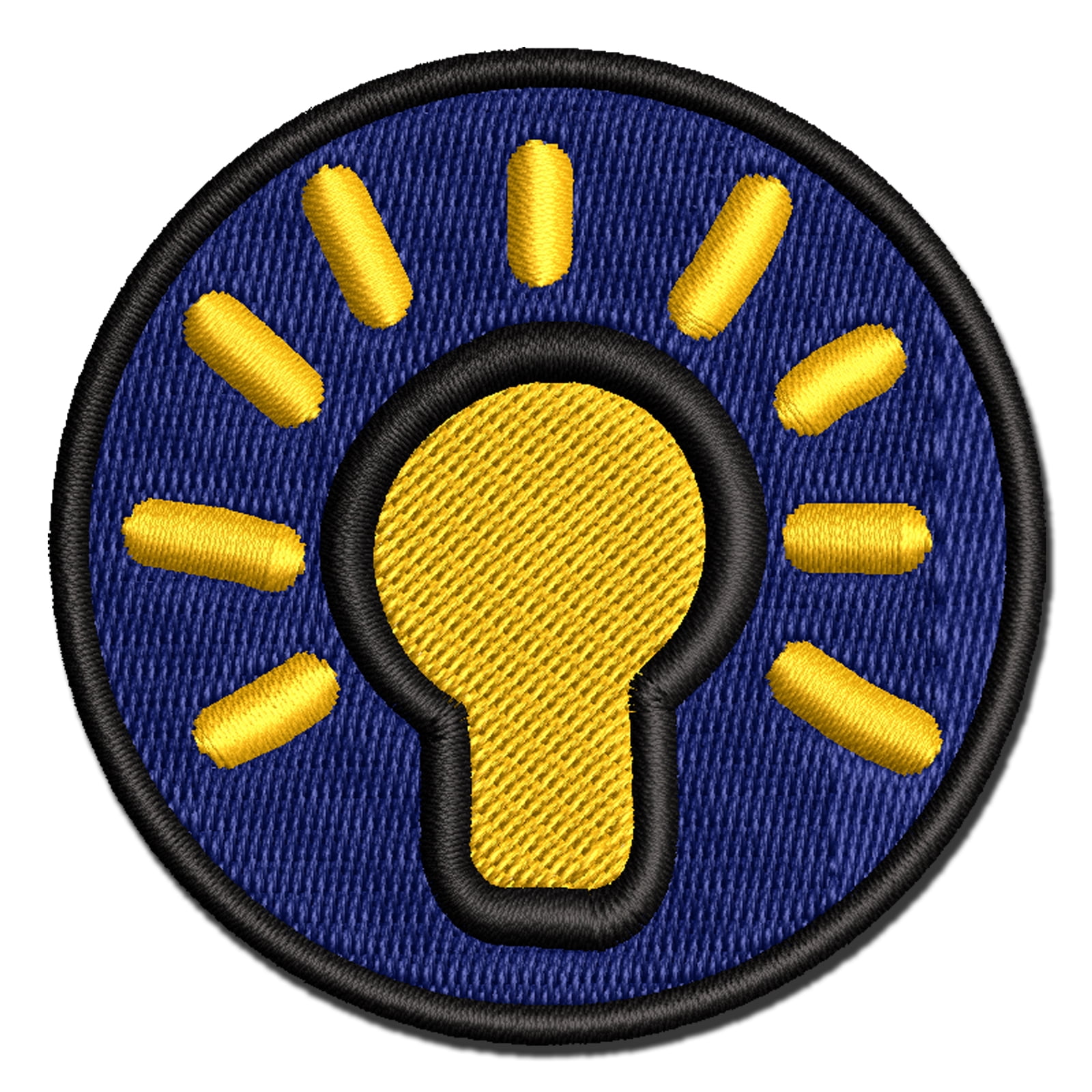 Light Bulb Idea Doodle Applique Multi-Color Embroidered Iron-On Patch - 3.5 Inch Large