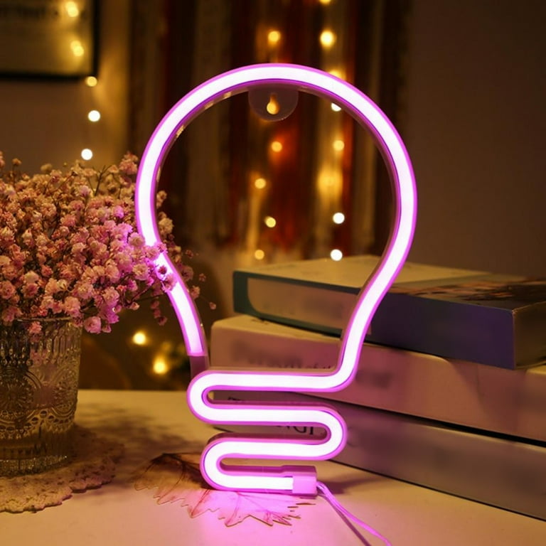 Light Bulb Neon Sign LED Neon Lights USB Battery Powered Wall Light Bulb Strip Steady Brightness Colorful Neon Led Light For Kid s Room Bedroom Wall