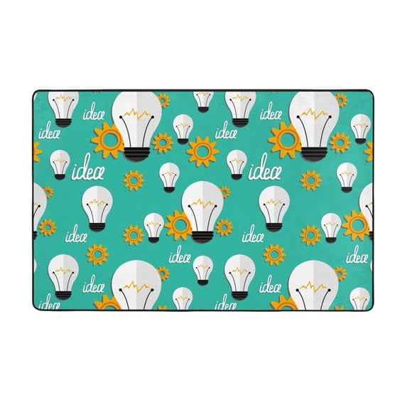 Light Bulb Pattern gear Shaggy Area Rug, Rugs for Living Room Bedroom Non Slip Door Mat Indoor Carpet Machine Washable Nursery Home Decor Floor Mats for Entryway 60x39in-#