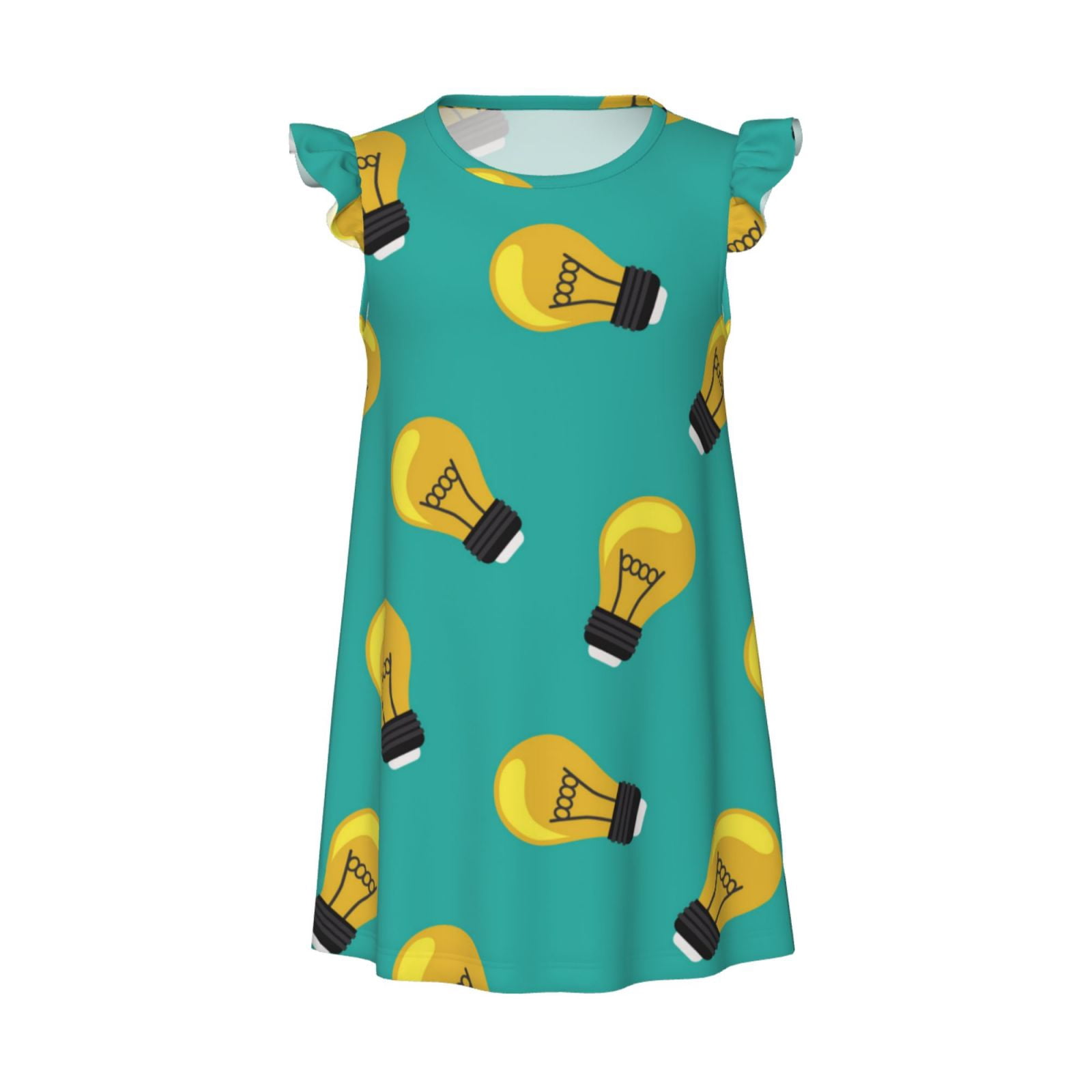 Light Bulb Pattern modern Girls Nightgowns, Flutter Sleeve Pajamas ...