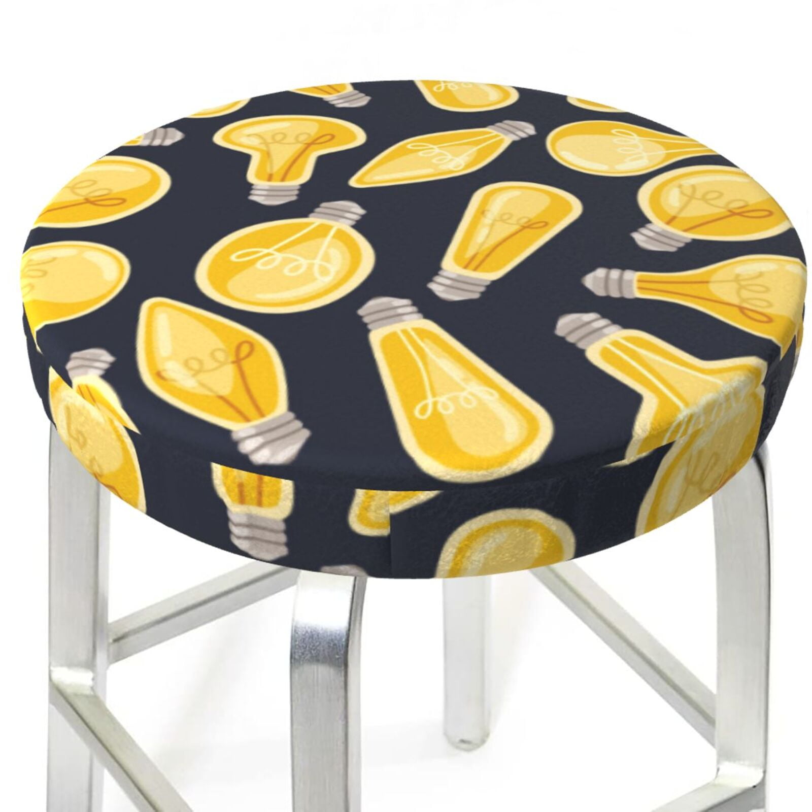 Light Bulb Print Stool Covers Round Bar Stool Covers, Round Bar Stool