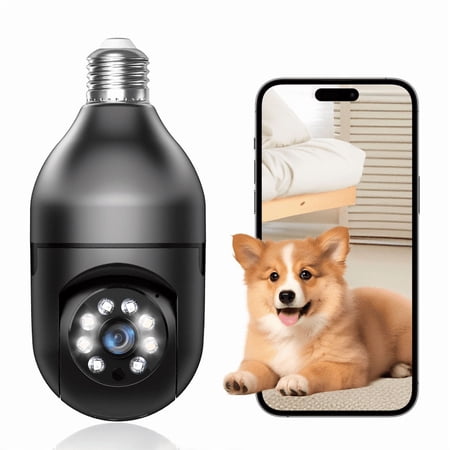 Light Bulb Security Camera 1080P,E27 Socket 2.4GHz 5G WiFi Outdoor Indoor 360° Home Security Cameras