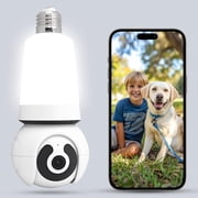 Light Bulb Security Camera, 2K/3MP Outdoor Camera Wireless 2.4G Hz WiFi E27 LED Camera for Home Security, 24/7 Recording, Motion Detection and Alarm E27 LED