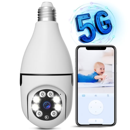 Light Bulb Security Camera Wireless Outdoor - 2.4GHz/5GHz WiFi 360 Surveillance Camera