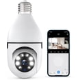 thumbnail image 1 of Light Bulb Security Camera Wireless Outdoor, 2.4GHz Light Socket Security Camera, 360° Indoor WiFi Home Lightbulb Surveillance Camera Motion Detection, Color Night Vision, Two Way Talk, 1 of 7