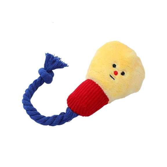Light Bulb Shape Pet Chew Toy Squeaky Plush Doll Cotton Rope Teething Toy for Boredom Dog Teething Relief Entertainment