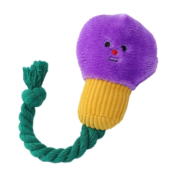 Light Bulb Shape Pet Chew Toy Squeaky Plush Doll Cotton Rope Teething Toy for Boredom Dog Teething Relief Entertainment