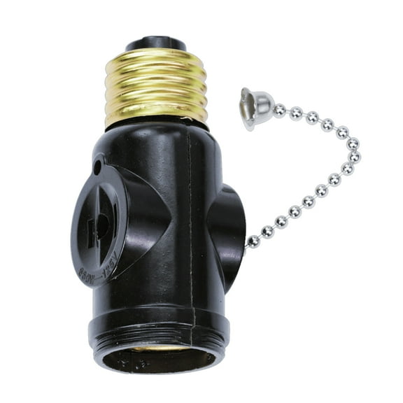 Light Bulb Socket Adapter Pull Chain Control Switch Two Outlet Power Receptacle