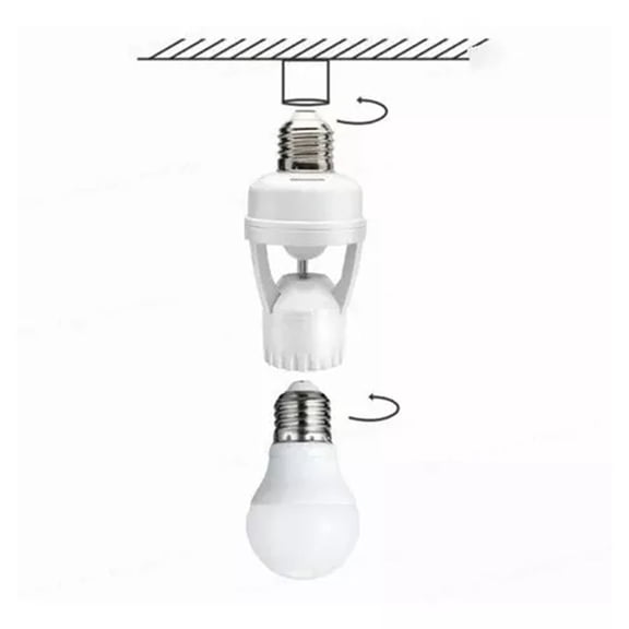 Light Bulb Socket E27 Sensor Lights Socket, Motion Activated Light Bulb Holder 6m Sensing Distance 100-240V for Wardrobe
