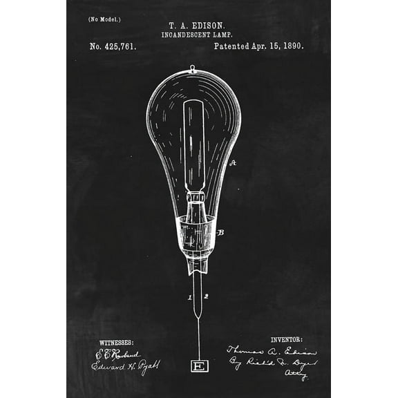 Light Bulb (Thomas Edison) Patent Art Print
