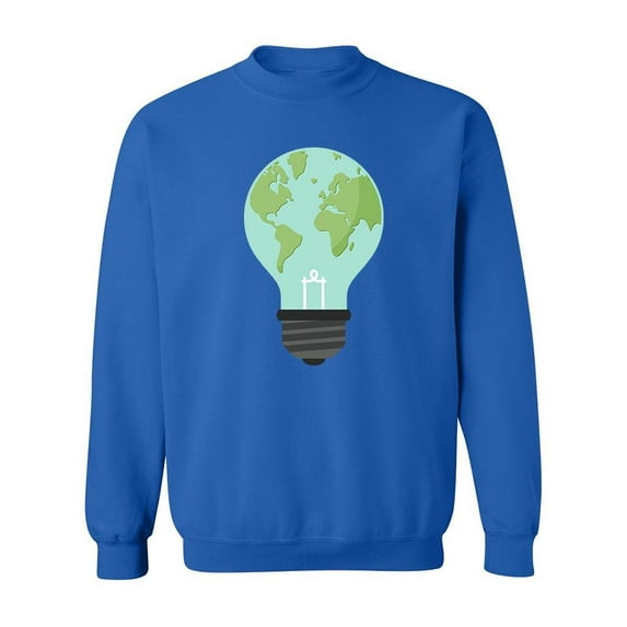 Light Bulb With World Map Sweatshirt Men -Image by Shutterstock, Male Medium