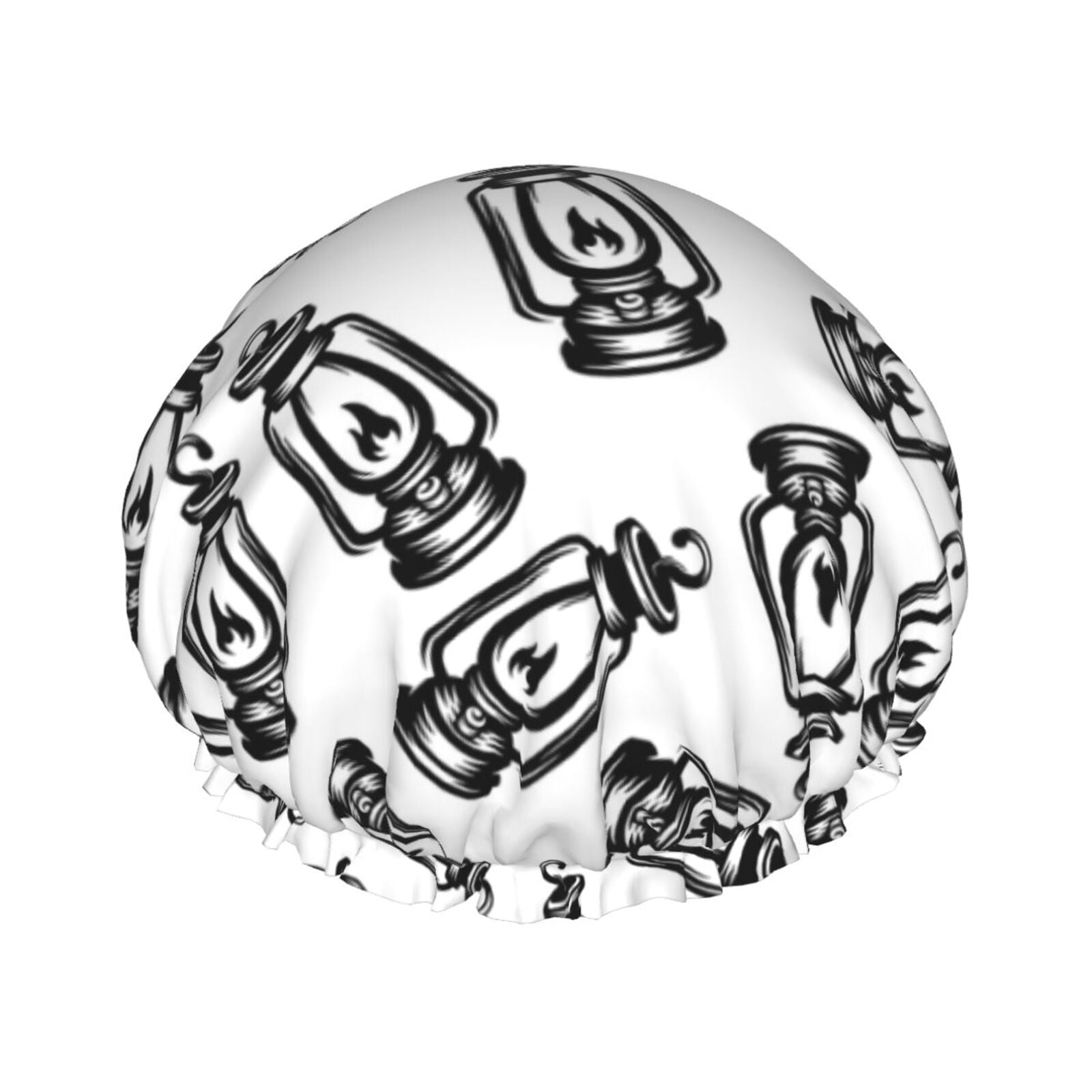 Light Bulb vintage black Shower Cap for Women, Double Waterproof Layers ...