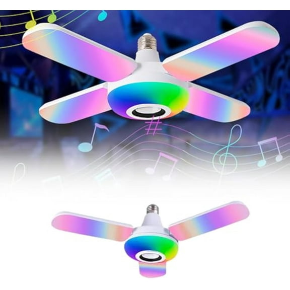 Light Bulb with Speaker, Color Changing Voice Control, Remote Control Base, Suitable for Indoor Parties and Festivals (A