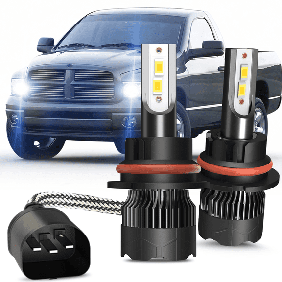 Light Bulbs Fit For Dodge Ram 2002-2005, 9007 High Low Beam High Performance LED Headlight Bulb Combo, 6000K White Light, Pack of 2