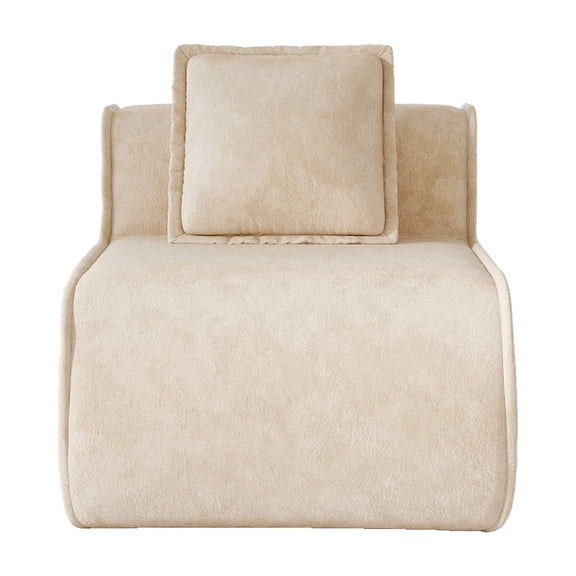 Light Camel Armless Sofa Velvet-Light Camel
