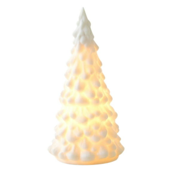 Light Up Ceramic Christmas Tree, Lighted Porcelain Christmas Tree, Matte White Small Xmas Tree Table Centerpiece Xmas Tree Figurines for Tabletop Decor
