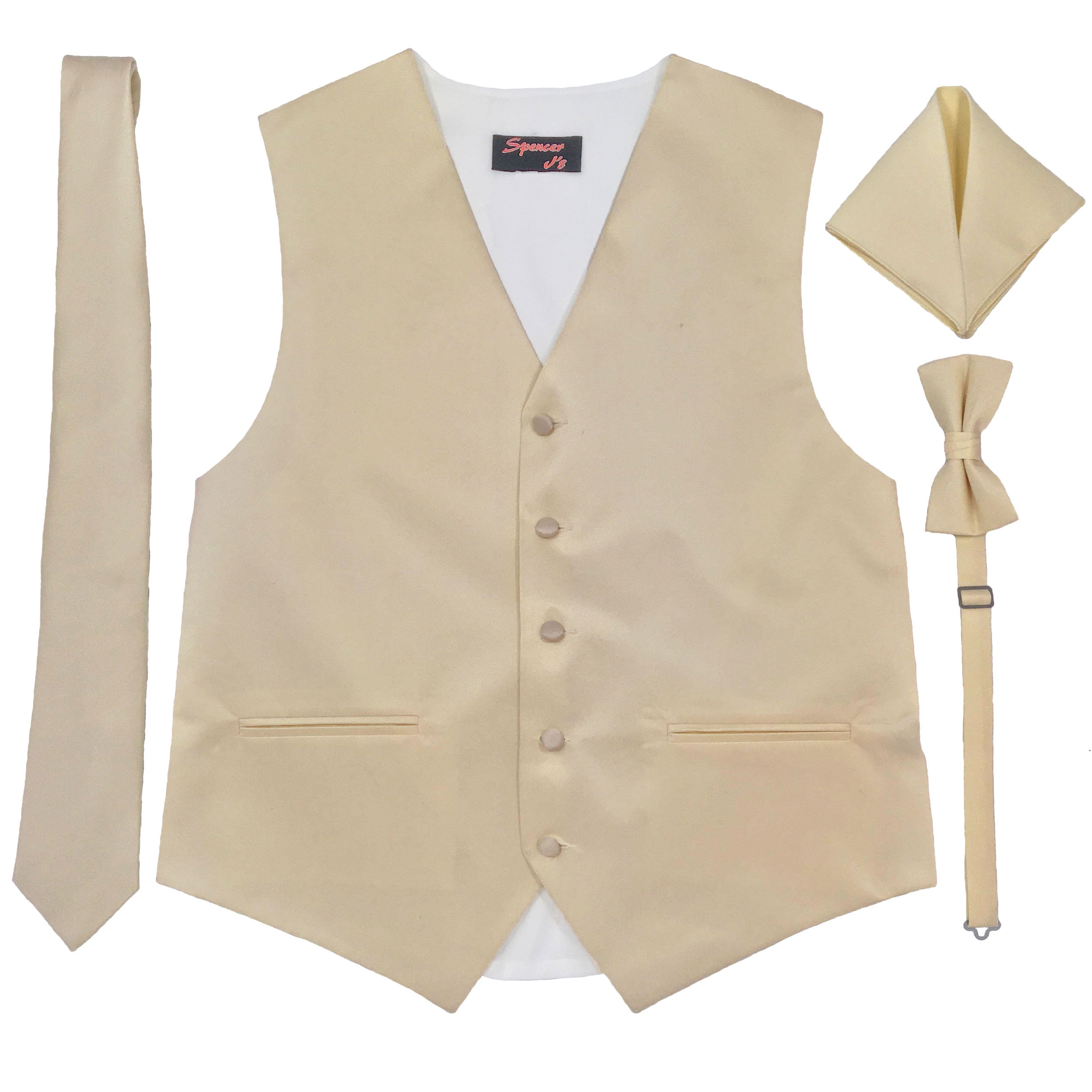 Moto Avenue Champagne Vest And Bow Tie Light Champagne Men's Satin