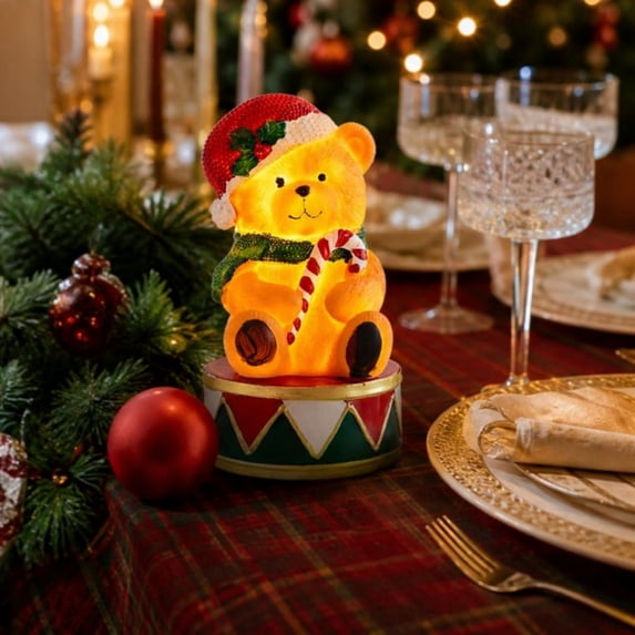 Light Up Christmas Bear Ornament, 7.87 Inch Iron With Built-In LED ...