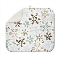 Light Christmas Snowflake Pattern Dish Drying Mat for Kitchen 1 Pack, Ultra Absorbent Microfiber Dishes Drainer Mats,16x18in(41x46cm)