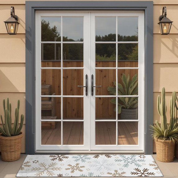 Light Christmas Snowflake Pattern Door Rugs,Washable Non Slip Door Mats Indoor,Decorative Door Mats,Entry Mat Indoor for Entrance,Bedroom,Kitchen,Bathroom,16"x47"