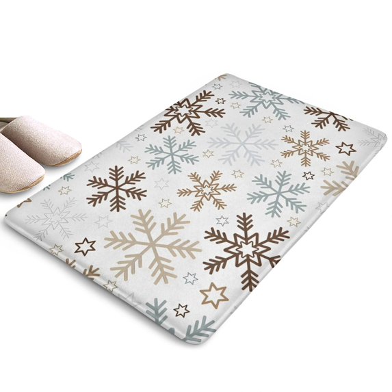 Light Christmas Snowflake Pattern Flannel Non Slip Door Rugs,Washable Door Mats Indoor,Decorative Door Mats,Dirt-Resistant and Absorbent Doormat for Entrance,Bedroom,Kitchen,Bathroom,31.5"x17"