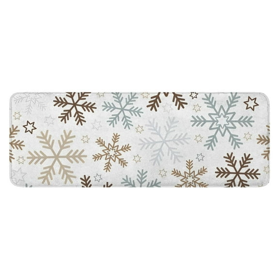 Light Christmas Snowflake Pattern Kitchen Rug Mat,Kitchen Runner Rugs Non Skid Washable,Decorative Kitchen Floor Mats for Kitchen,Sink,Laundry,17"x47.2"