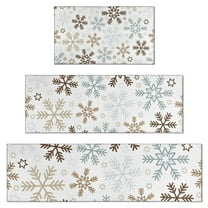 Light Christmas Snowflake Pattern Kitchen Rugs Sets Of 3,Kitchen Runner Rugs Non Skid Washable,Decorative Kitchen Floor Mats for Kitchen,Sink,Laundry,17"x30" 17"x47" 17"x59"