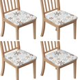 thumbnail image 1 of Light Christmas Snowflake Seat Covers for Dining Room Chairs Set Of 4,Stretch Printed Washable Chair Seat Cover with Elastic Ties and Button,Removable Waterproof Couch Cushion Covers, 1 of 6