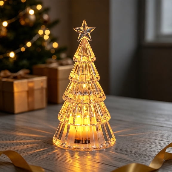 Light up Christmas Tree Ornament, Small Tabletop Christmas Tree with Light, Battery Operated Mini Xmas Tree for Fireplace Bathroom Decor, Christmas Table Decorations, Xams Gift