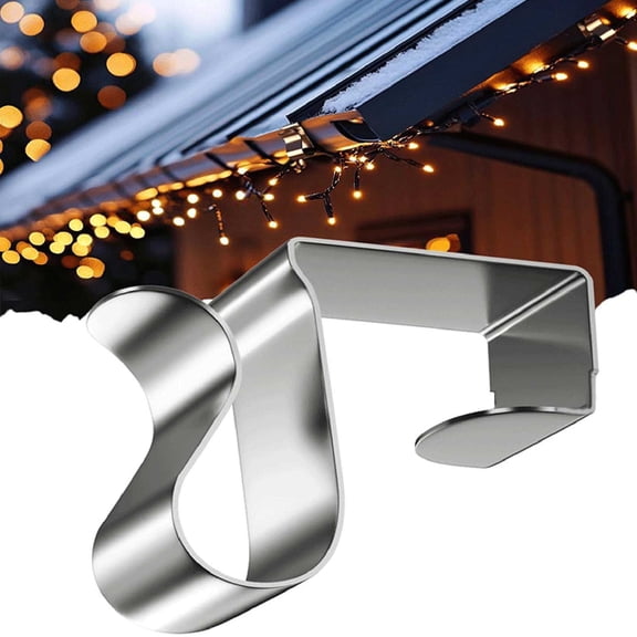 Light Clips for Gutters Weatherproof Metal Christmas Light Hooks for Outdoor String Light Hanging and Holiday Decoration - Durable for Roof Shingle and Party Decor