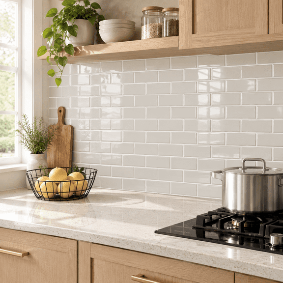 Light Coffee 10 Self Adhesive Vinyl Wall Tiles, 12in x 12in Peel and Stick Backsplash
