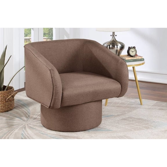 Light Coffee Linen - like Fabric - Swivel Accent - Home Corner - Brighten Up Space