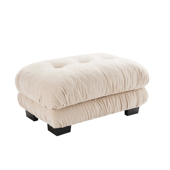 Light Coffee Ottoman Sofa With Premium Chenille Fabric And Solid Wood Frame