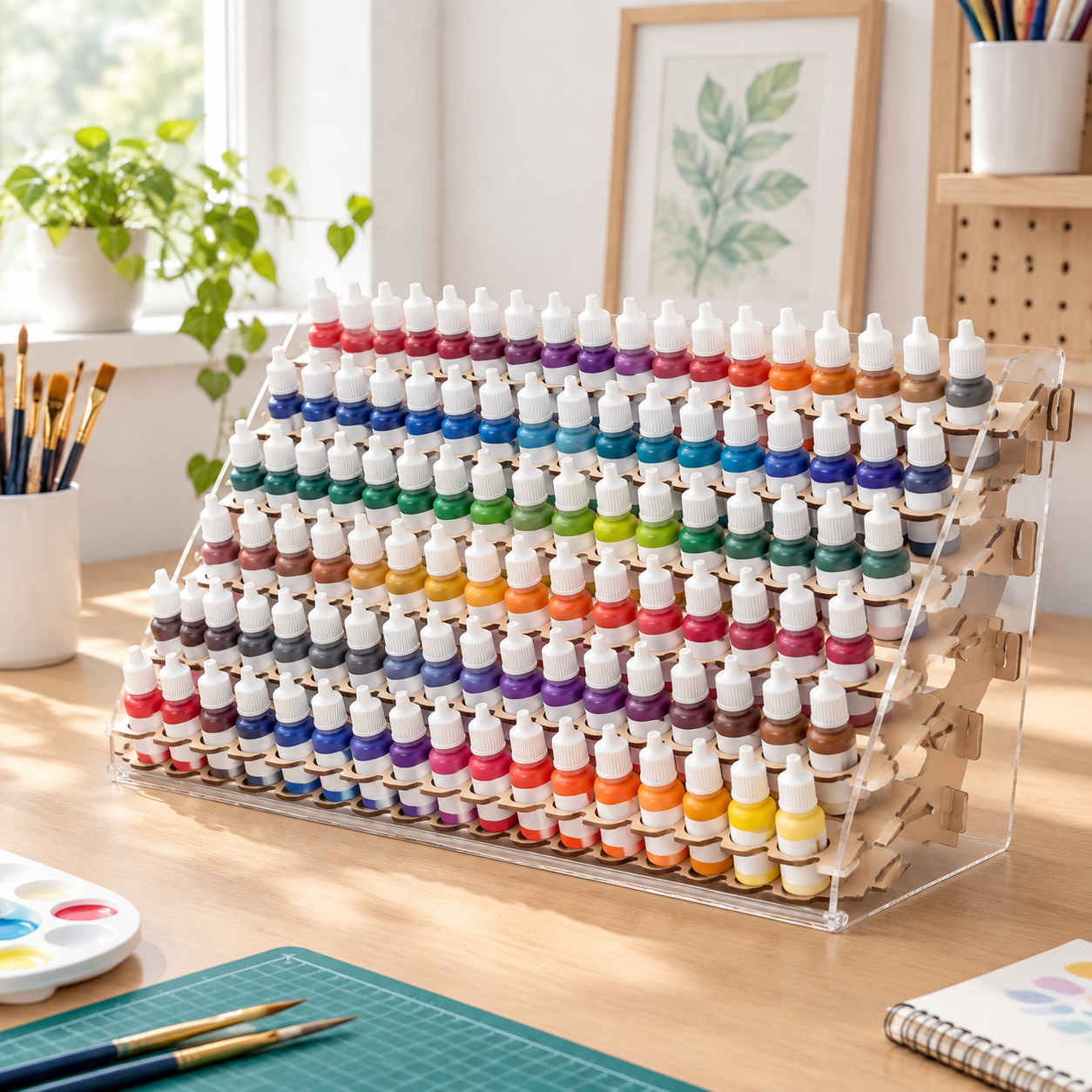Light Color 108 Holes 18 Ml Wooden Organizing Rack for Dropper Bottles ...