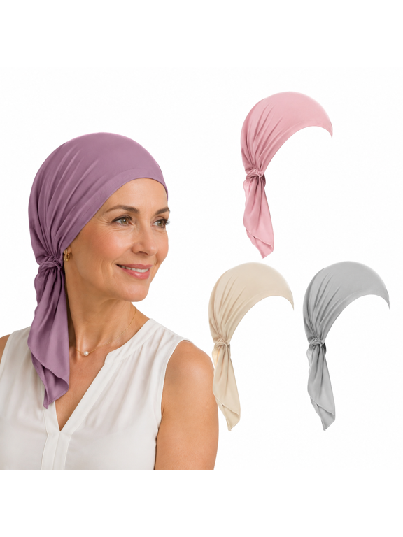 Light Color 4 Pre-Tied Modal Chemo Headwear Bandana Set for Women