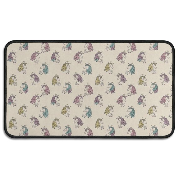 Light Color Cartoon Unicorn Pattern Door Rugs,Washable Non Slip Door Mats Indoor,Decorative Door Mats,Entry Mat Indoor for Entrance,Bedroom,Kitchen,Bathroom,30"x17"