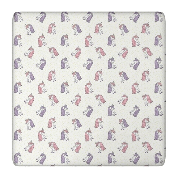Light Color Cartoon Unicorn Pattern Square Fitted Tablecloth with Elastic Edge,Square Table Cover,Washable Elastic Table Cover for Home Kitchen Party Decor 36"x36"