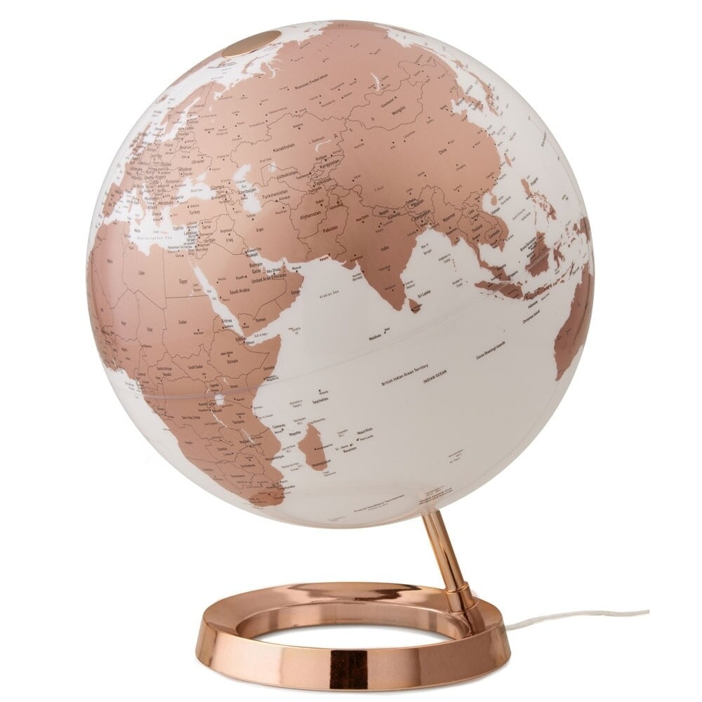 Copper and White 12-inch Illuminated Desktop Globe with Metal Stand