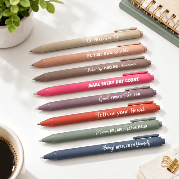 Light Color Motivational 80-Pack Ballpoint Pens with Quotes, Retractable Writing Tools