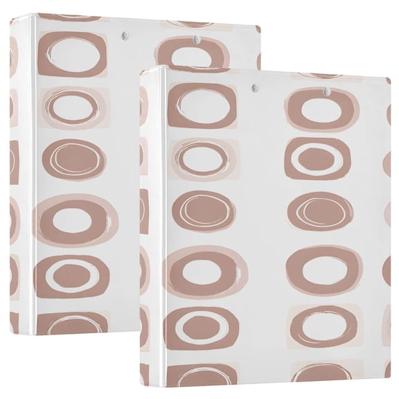 Light Colored Squares Pattern 12.4x10.6in PVC Round Ring Binder, D-Ring 3-Hole, Metal Clip, 200 Sheets