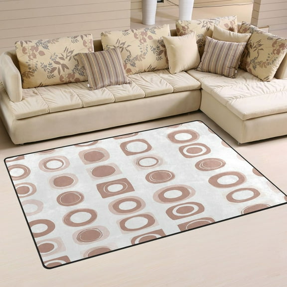 Light Colored Squares Pattern Soft Polyester Area Rug 31''x20'', Non Slip, Memory Foam, Water Absorbent