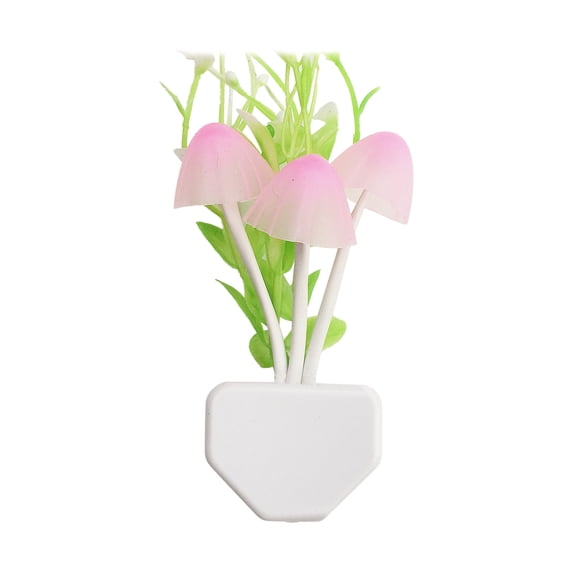 Light Control LED Night Light with Color Changing Automatic On/Off Energy Saving for Bedroom Bathroom Living Room US Plug Pink Mushrooms & Rattan