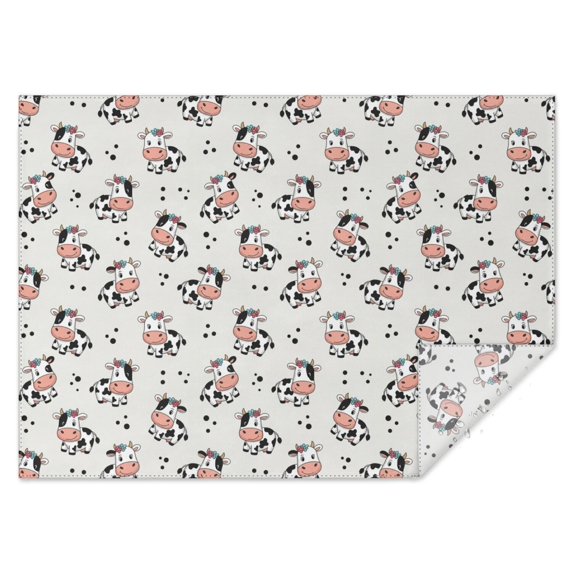 Light Cow Floral Pattern Rectangle Tablecloth 60"x84",Waterproof Polyester Rectangle Table Cloth, Wipeable Spillproof Polyester Tablecloth for Dining, Camping, Indoor and Outdoor