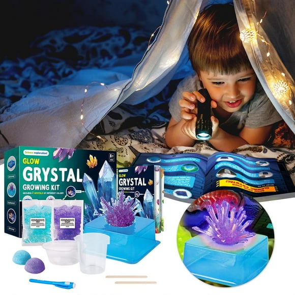 Light Up Crystal Growing Kit, Educational STEM Lab Science Set with Display Night Light Stand, Geology Chemistry Experiment Gift, Grow Vibrant Crystals, Birthday Gift for Adults and Hobbyist