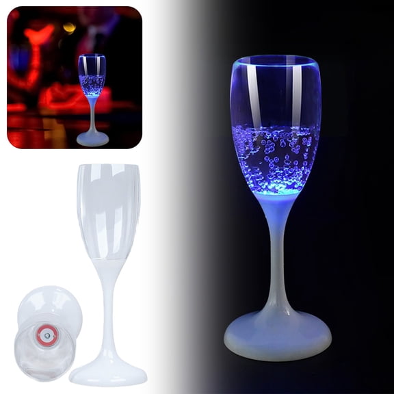 Light Up Cups Colorful Glowing LED Light Up Plastic Champagne Flutes - Perfect For Birthday Christmas Party Wedding Bachelorette Celebration Night Club Bar Festive Decorations Plastic 7.2*2.63 In