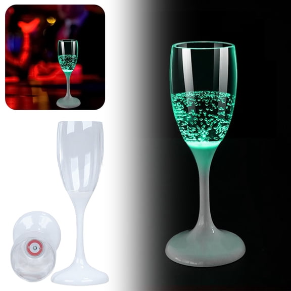 Light Up Cups Colorful Glowing LED Light Up Plastic Champagne Flutes - Perfect For Birthday Christmas Party Wedding Bachelorette Celebration Night Club Bar Festive Decorations Plastic 7.2*2.63 In